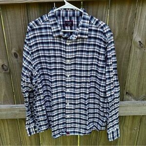 UNTUCKit Kaesler XXL Slim Fit Blue Red Plaid Flannel Long Sleeve 40715 Cotton